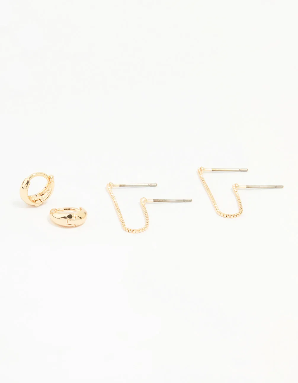 Gold Hoop & Loop Chain Earrings 2-Pack Oversized Item
