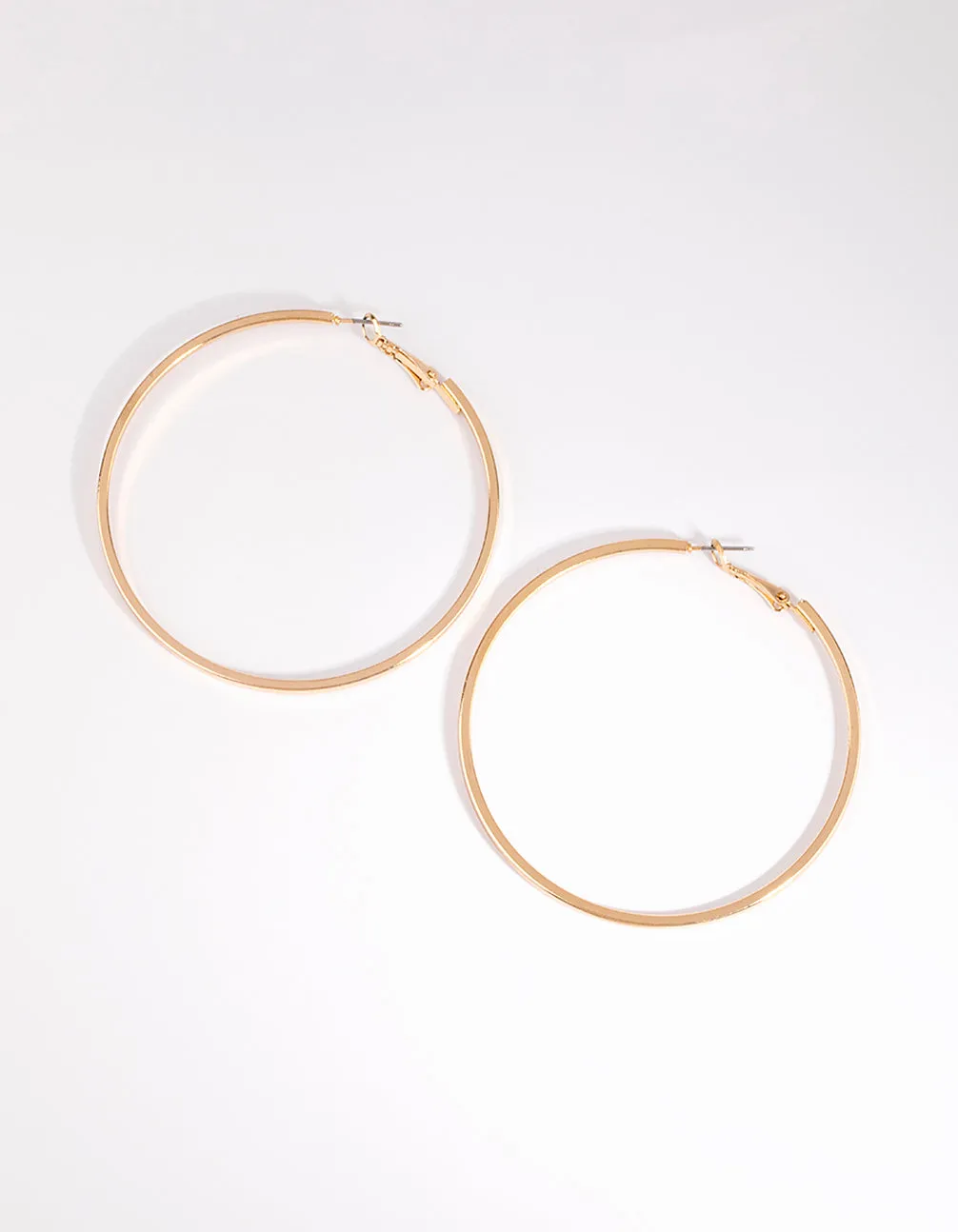 Decorative Look Contemporary Feature Gold Large Flat Hoop Earrings