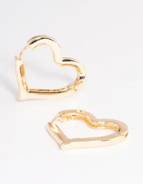 Gold Large Heart Huggie Earrings Sophisticated Item Vintage-Inspired Item