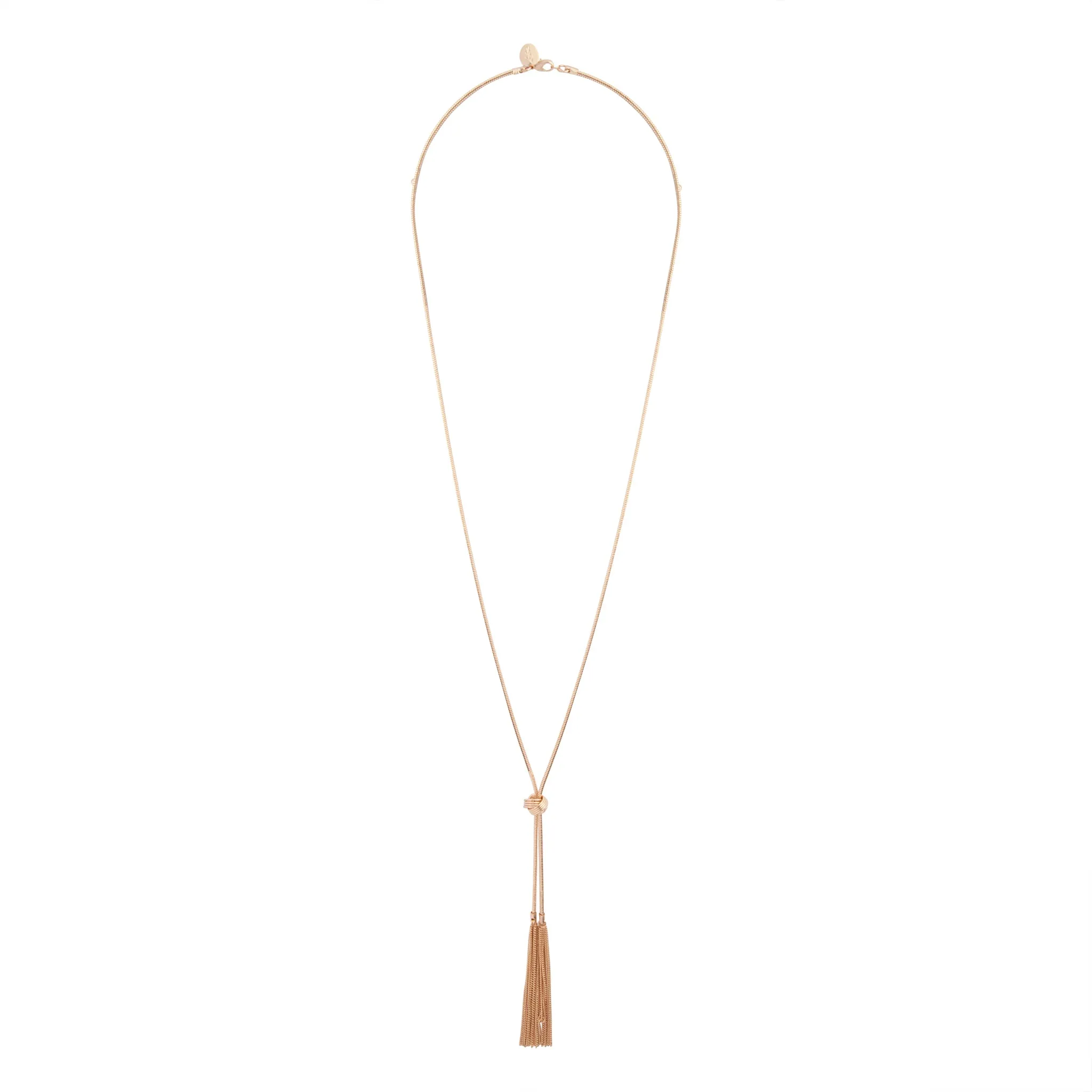 Gold Lariat Knot & Tassel Necklace Fashion Gift