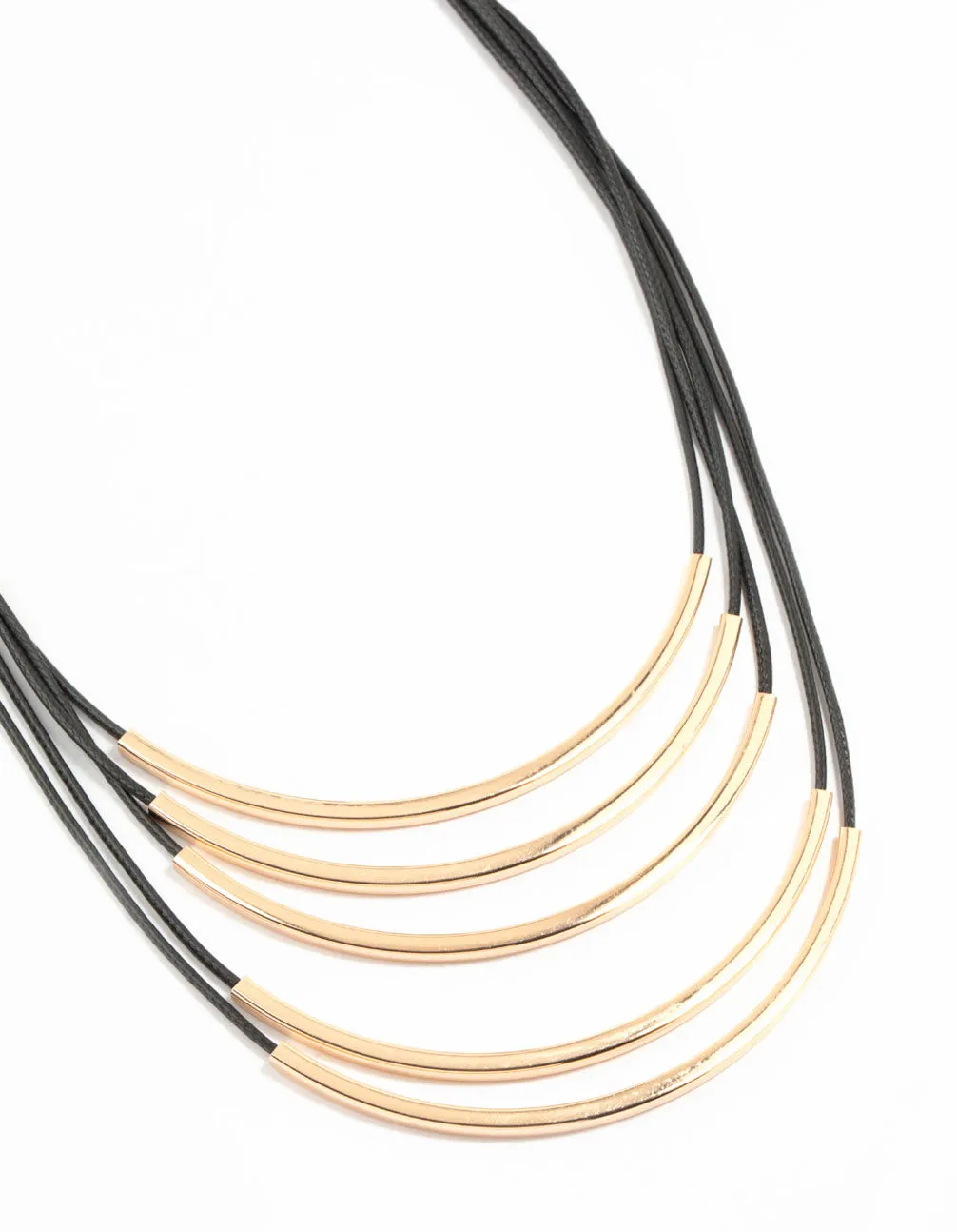 Gold Layered Cord Necklace Great Adornment Polished Detail