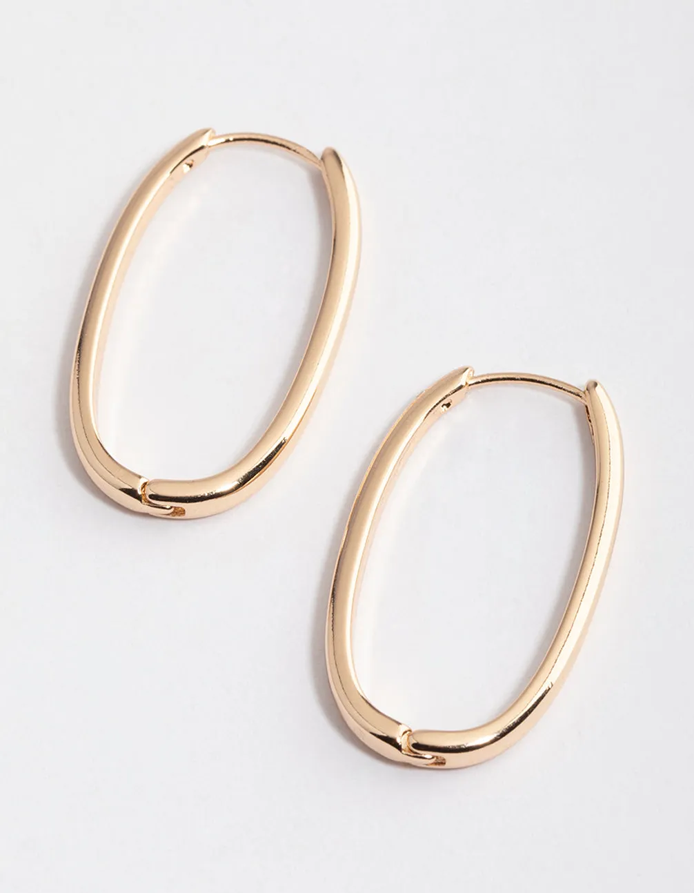 Glittering Element Gold Long Skinny Oval Hoop Earrings