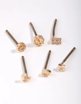 Gold Micro Celestial Earrings Business Accent Shiny Decor