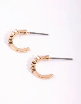 Contemporary Ornament Chic Option Gold Micro Diamante Hoop Earrings