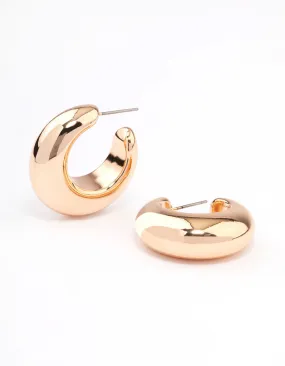 Gold Mini Chunky Hoop Earrings Luxurious Creation Secure Adornment