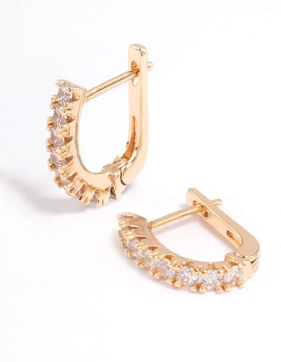 Gold Mini Classic Diamante Huggie Earring Sparkling Selection