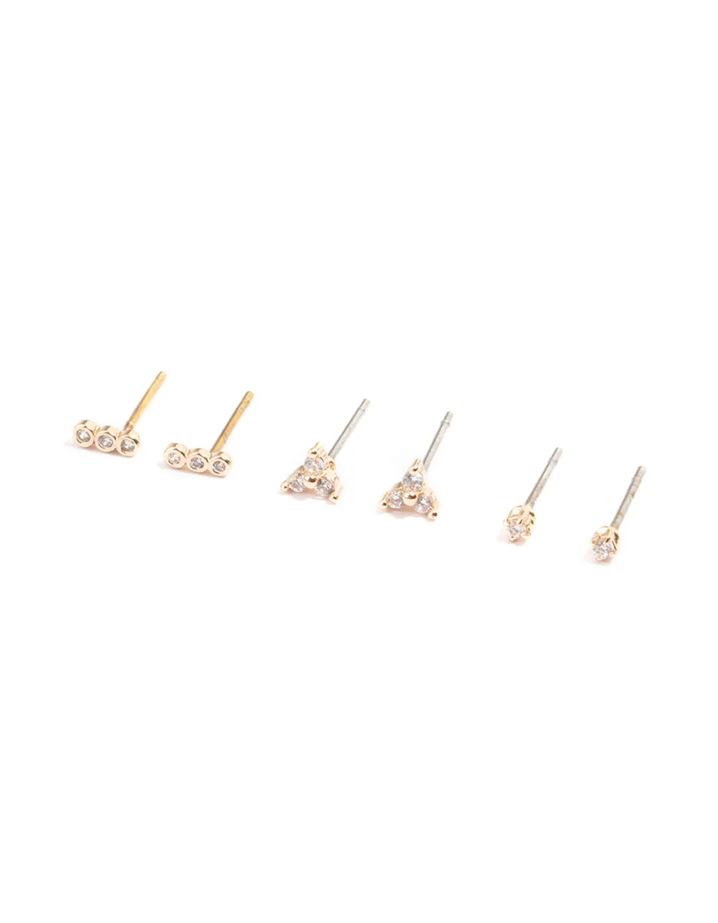 Gold Mini Cubic Zirconia Stud Earrings Pack Elegant Piece Secure Essential