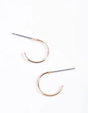 Cute Embellishment Gold Mini Hoop Earrings