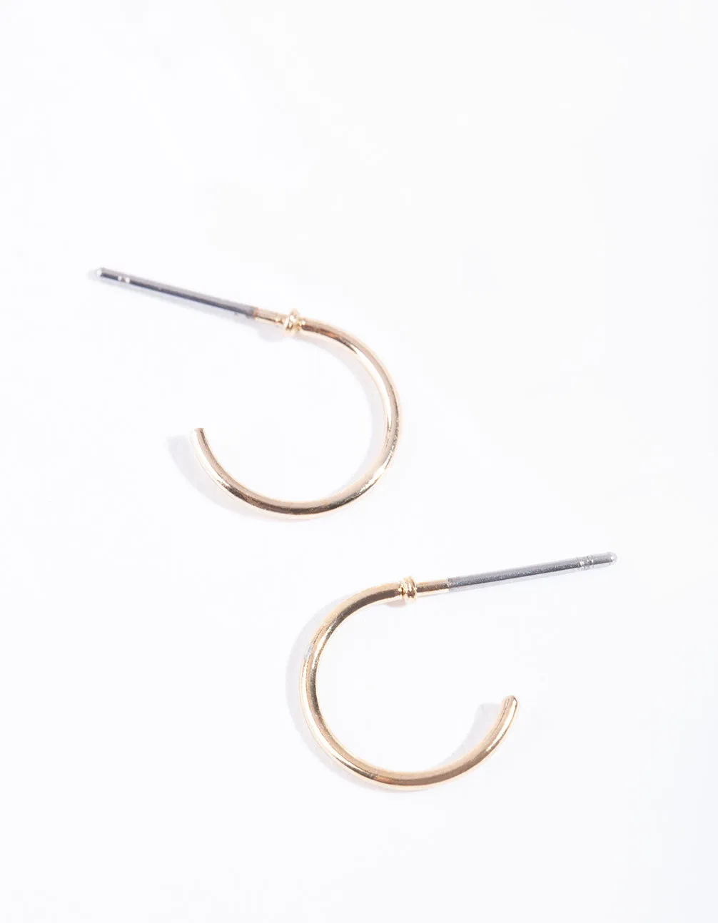 Cute Embellishment Gold Mini Hoop Earrings