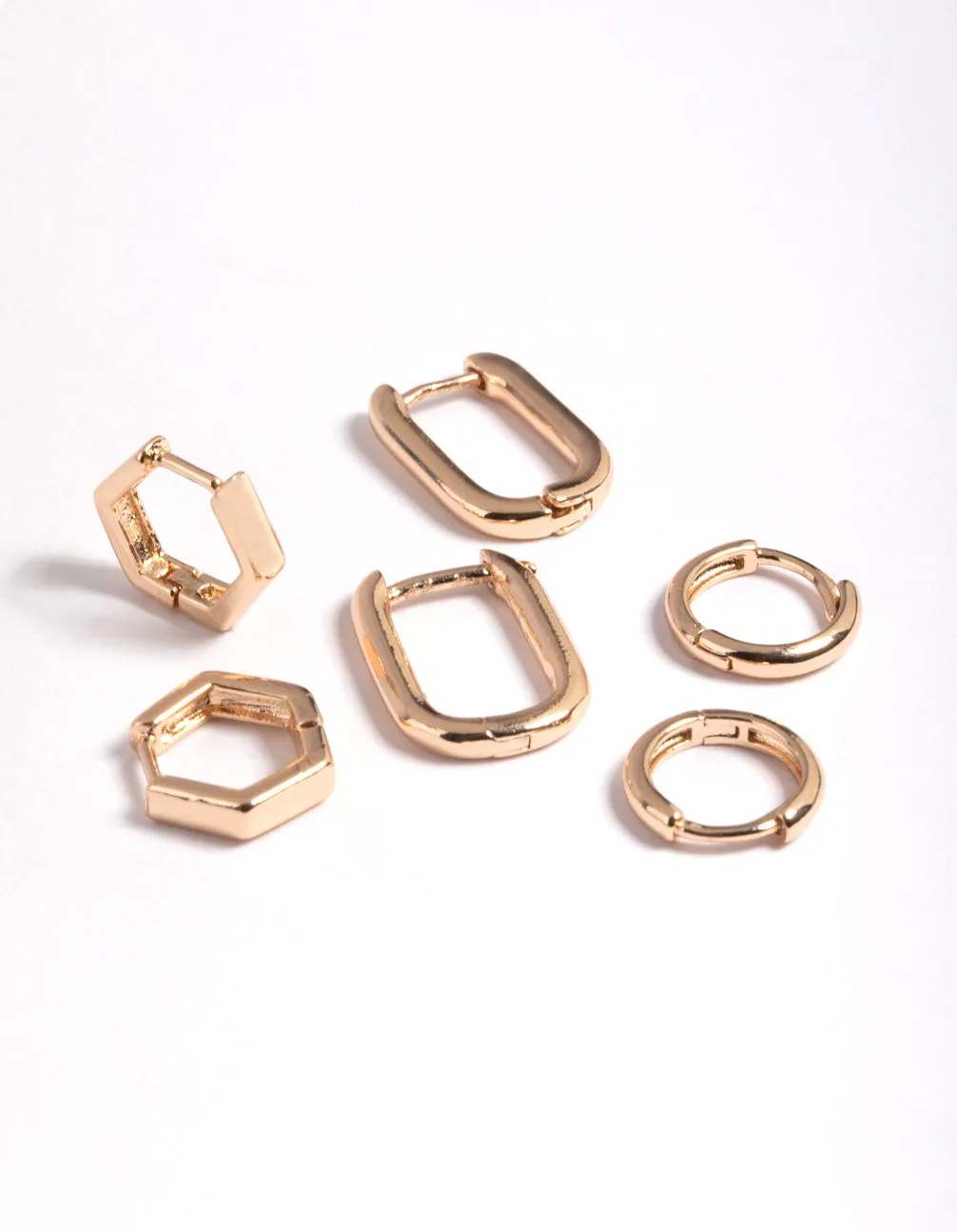 Gold Mini Shaped Huggie Earrings Pack Exquisite Adornment