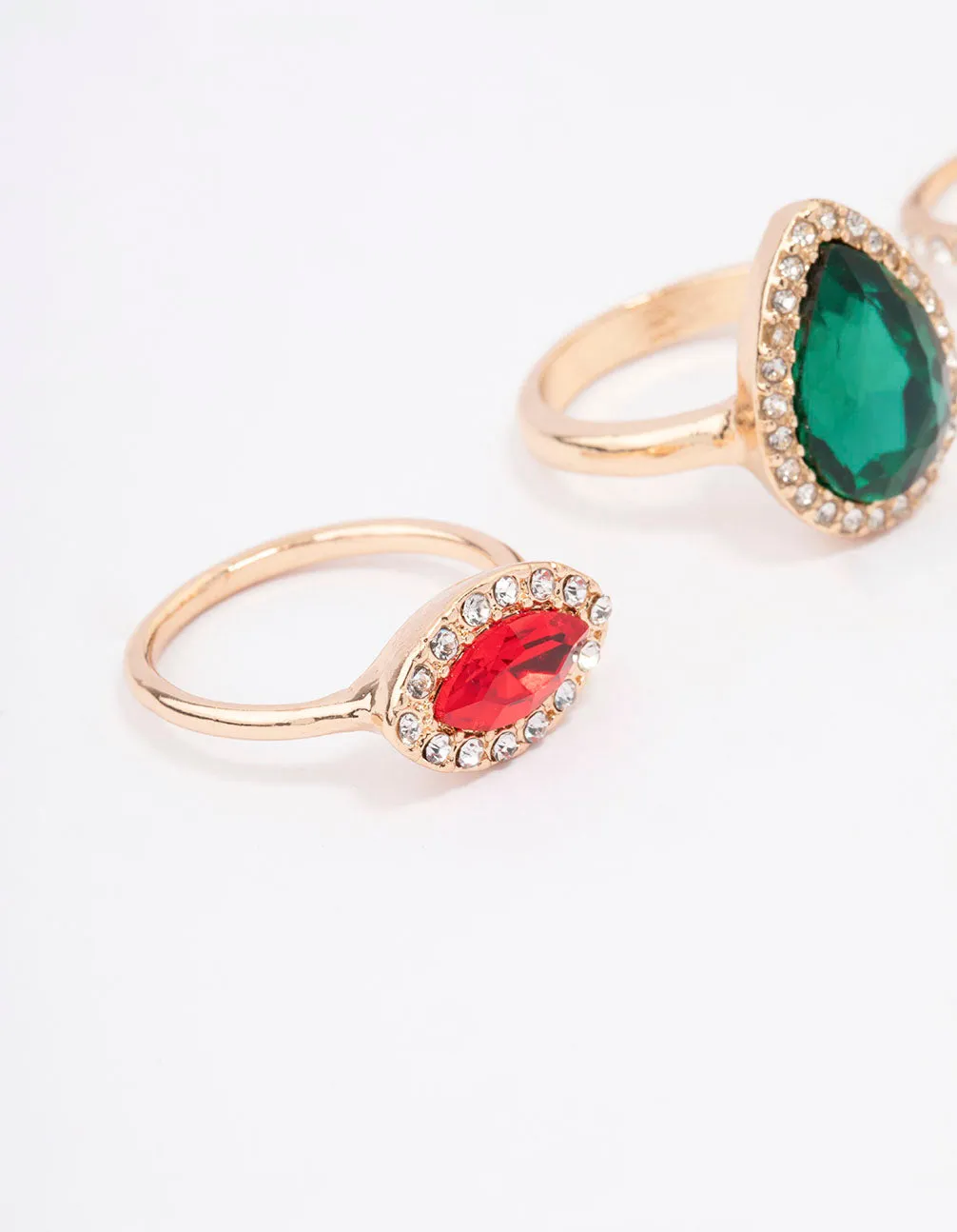 Gold Mixed Shape Halo Cocktail Ring Bold Emblem