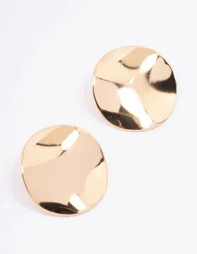 Gold Morphed Disc Stud Earrings Everyday Accent