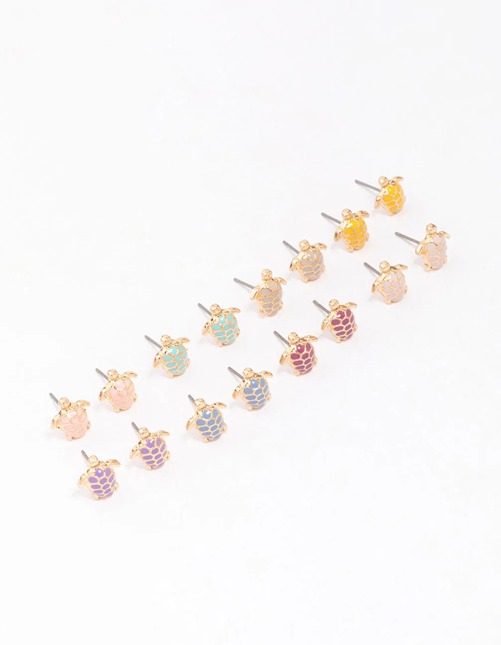 Gold Multi-Coloured Turtle Stud Earring 8-Pack Night Jewelry Dull Ornament