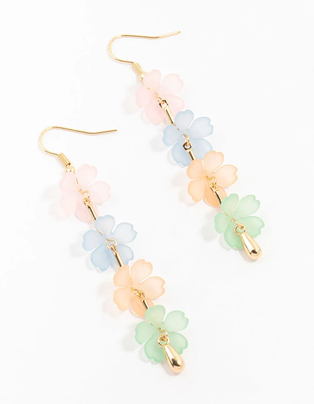 Everyday Decoration Gold Multicoloured Flower Strand Drop Earrings