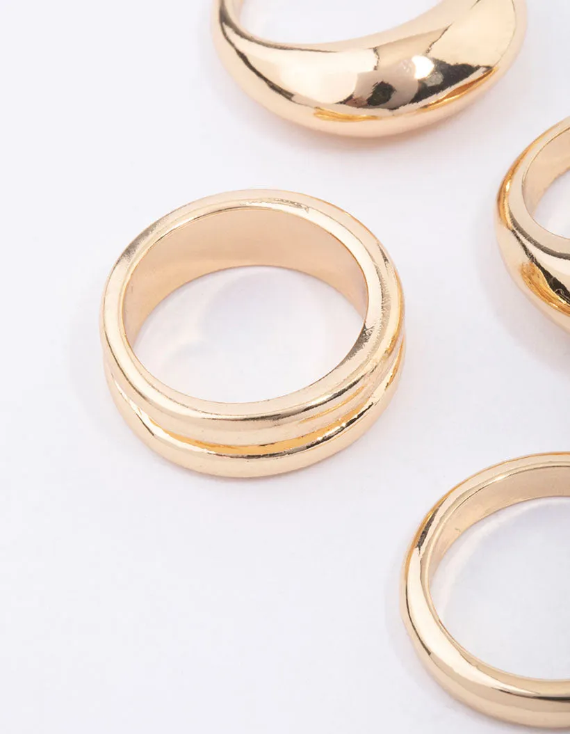 Gold Organic Smooth Ring Pack Stylish Craft Economical Accessory