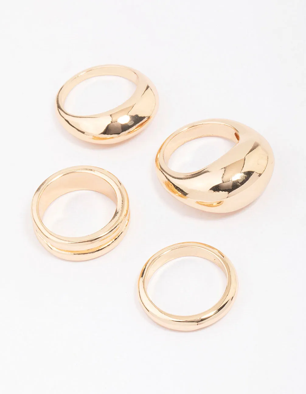 Gold Organic Smooth Ring Pack Superior Symbol Beautiful Emblem
