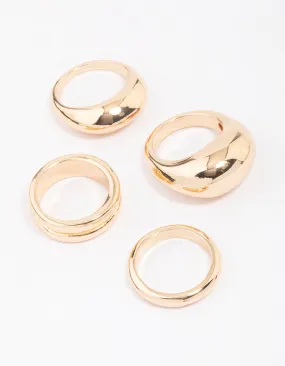 Gold Organic Smooth Ring Pack Superior Symbol Beautiful Emblem