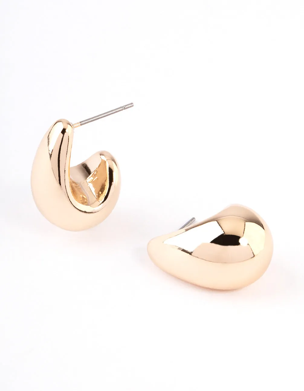 Gold Pear Huggie Hoop Earrings Sturdy Feature