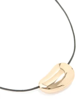 Gold Pebble Cord Medium Pendant Necklace High-End Piece