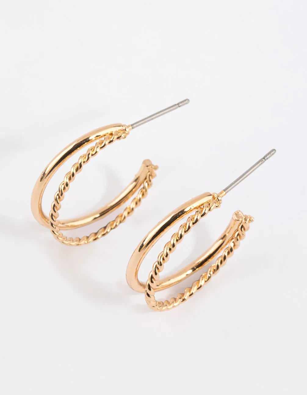 Gold Plain & Twisted Hoop Earrings Polished Choice
