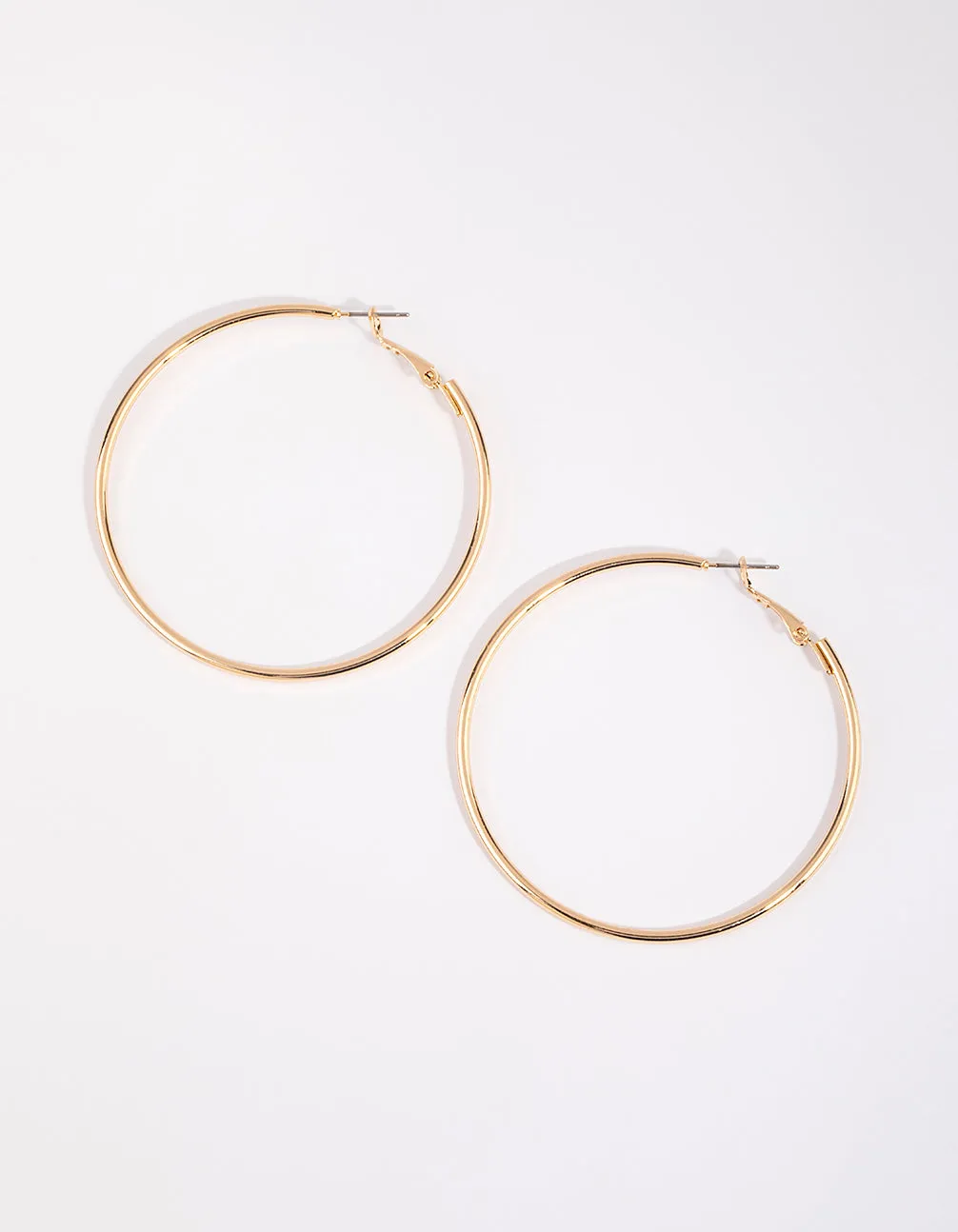 Office Accessory Gold Plain Rounded Hoop Earrings