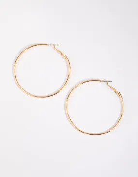 Office Accessory Gold Plain Rounded Hoop Earrings