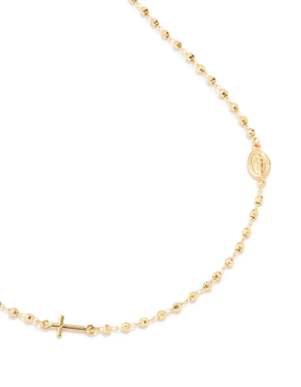 Gold Plated Ball Chain Mary Cross Necklace Casual Present