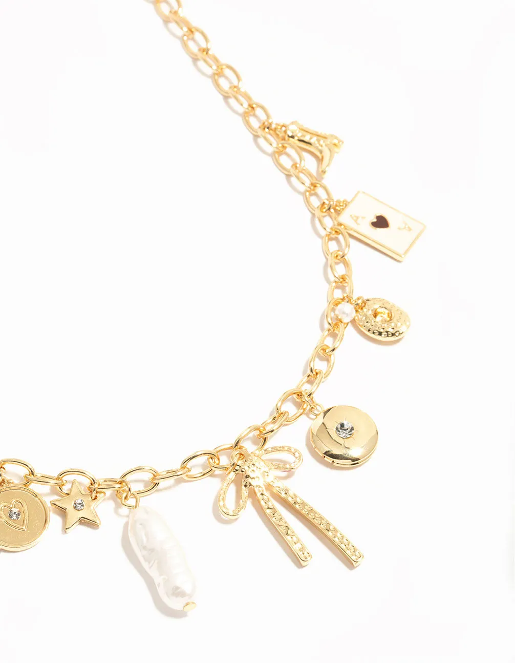 For Teen Gold Plated Bow & Star Charm Necklace