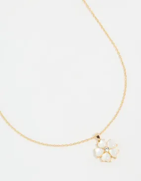 Premium Present Gold Plated Catseye Flower Pendant Necklace