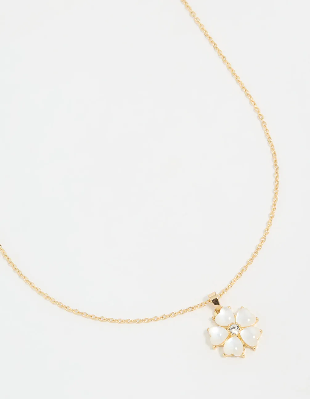 Premium Present Gold Plated Catseye Flower Pendant Necklace