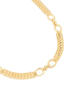 Gold Plated Chunky Oval Curb Link Necklace Petite Style Date Style