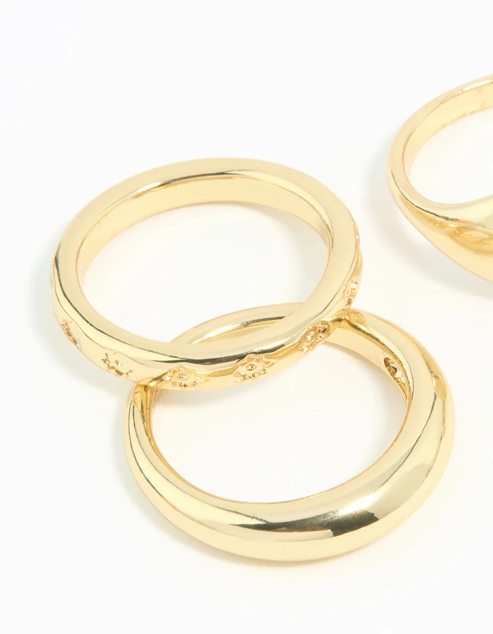 Gold Plated Compass & Star Stacking Rings 4-Pack Contemporary Trend