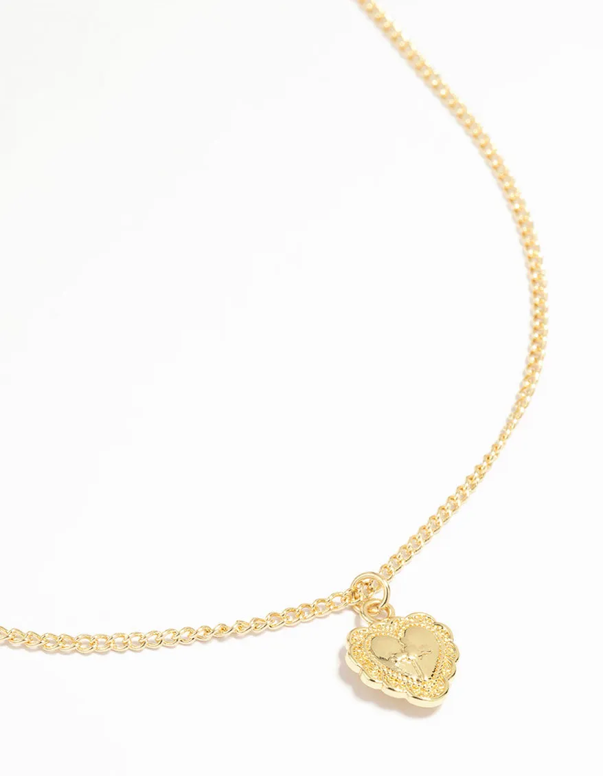 Gold Plated Cross Heart Pendant Necklace Wonderful Item Green Piece