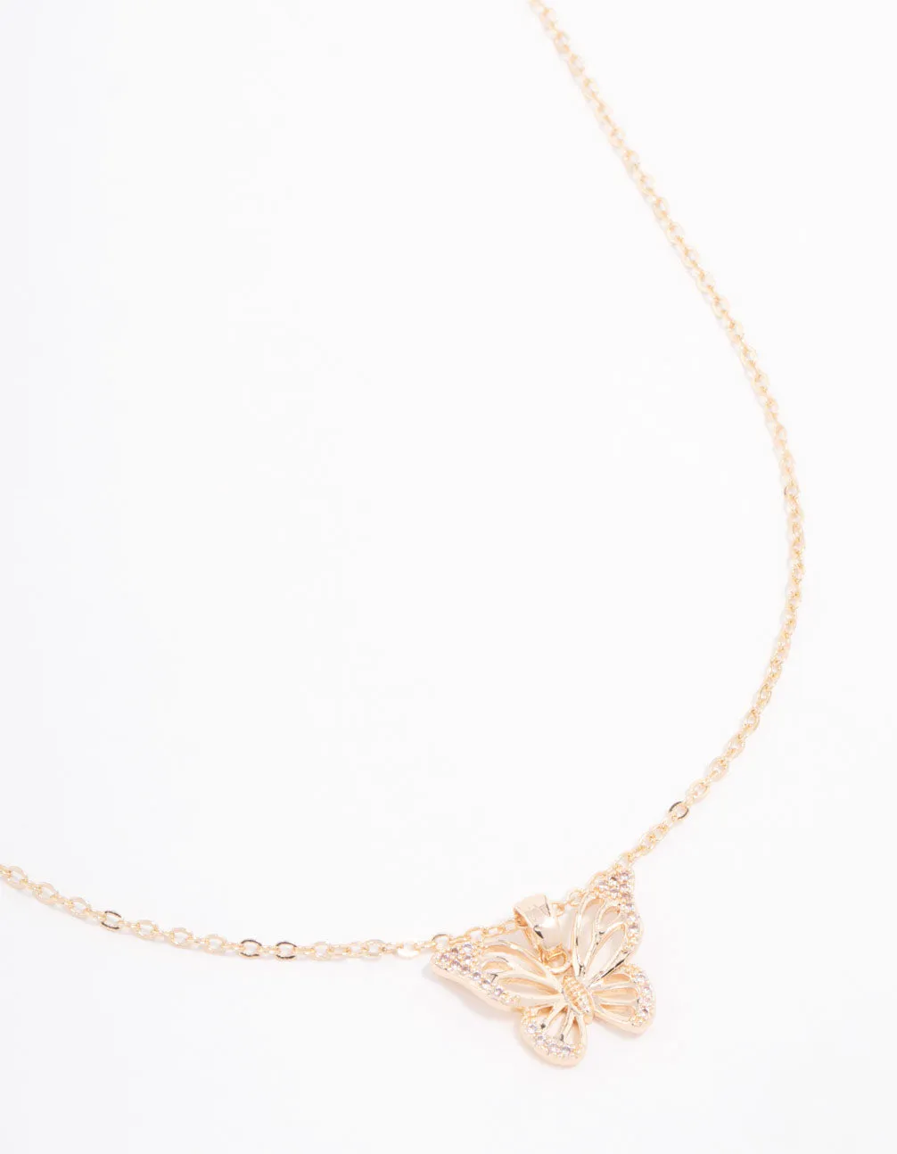 Gold Plated Cubic Zirconia Butterfly Necklace Creative Edge
