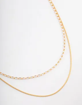 Gold Plated Cubic Zirconia Dainty Baguette Layered Necklace Youth Accent High-Quality Gift