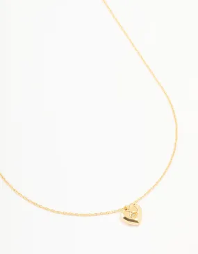 Gold Plated Cubic Zirconia Heart Pendant Necklace Pretty Style