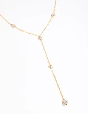Lightweight accessory Creative Gift Gold Plated Cubic Zirconia Lariat Necklace