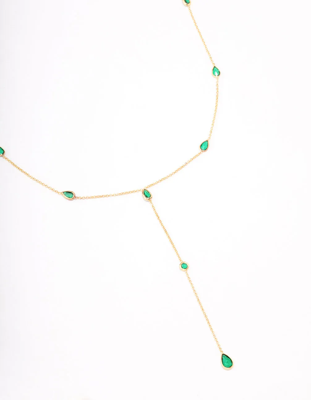 Exhibiting Item Gold Plated Cubic Zirconia Lariat Y-Shaped Necklace