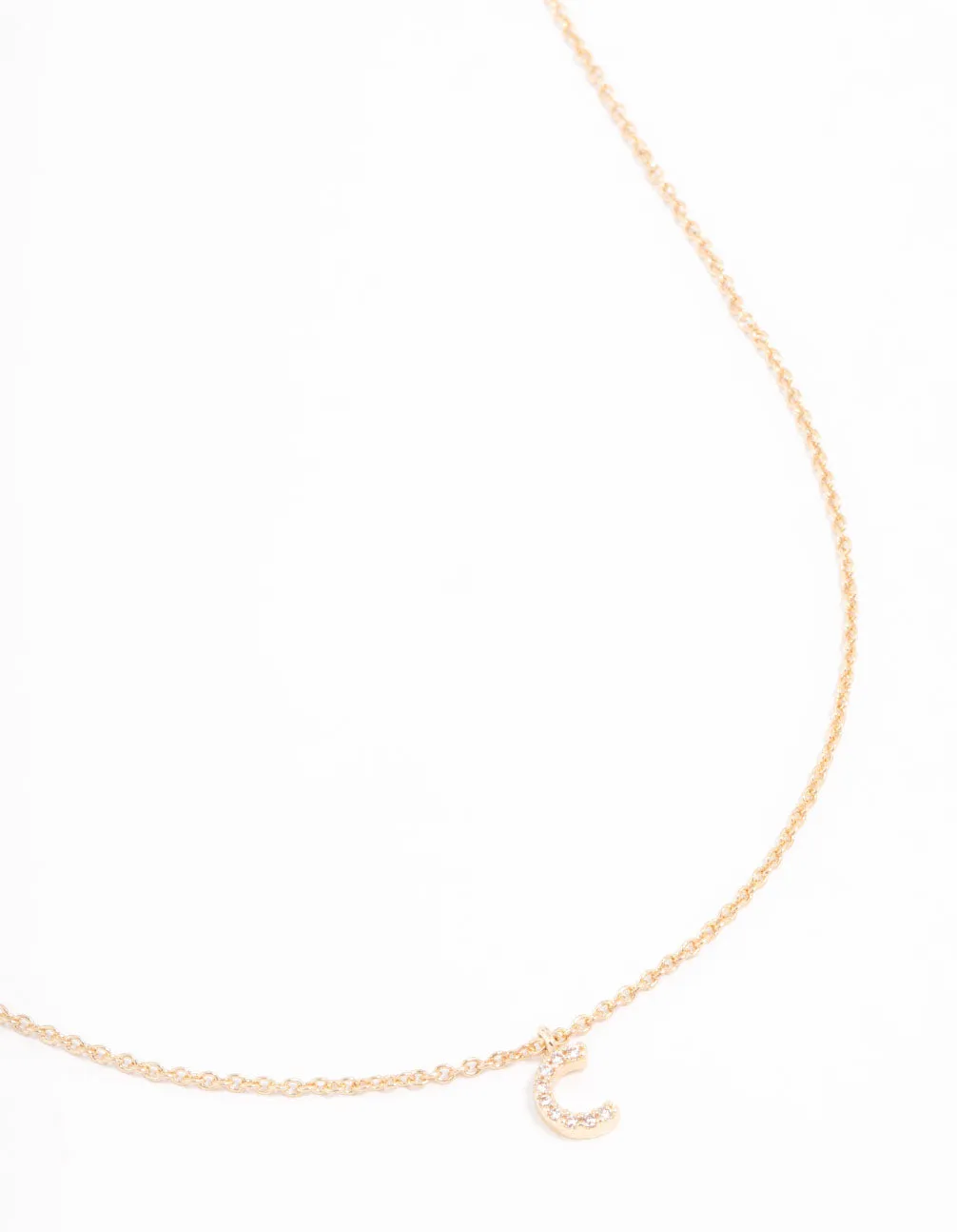 Chic Office Festival Crystal Piece Gold Plated Cubic Zirconia Letter C Necklace