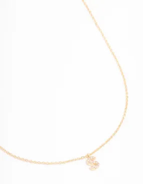 Graduation Gift Gold Plated Cubic Zirconia Letter S Necklace