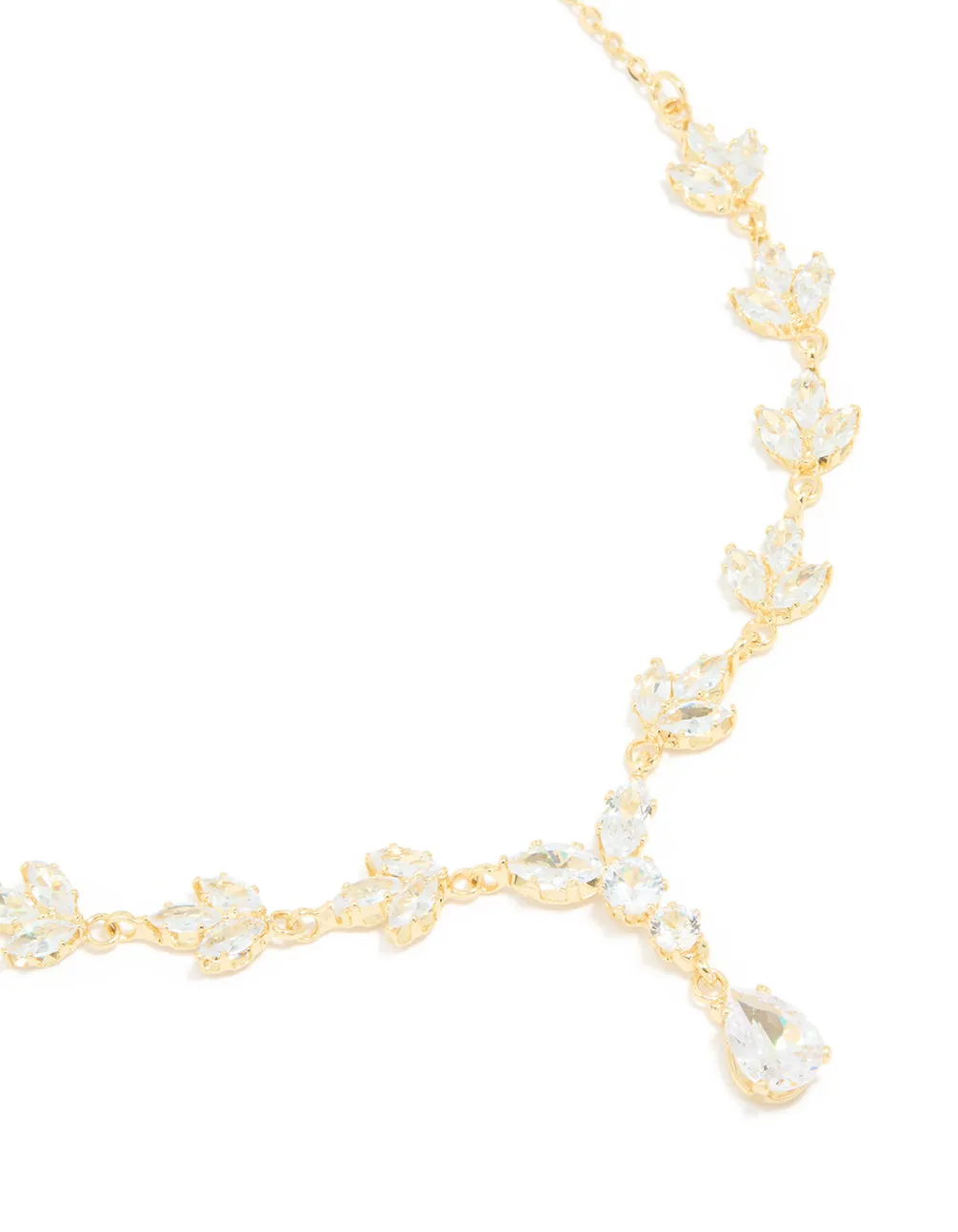 Gold Plated Cubic Zirconia Vine Drop Y-Necklace comfortable accessory