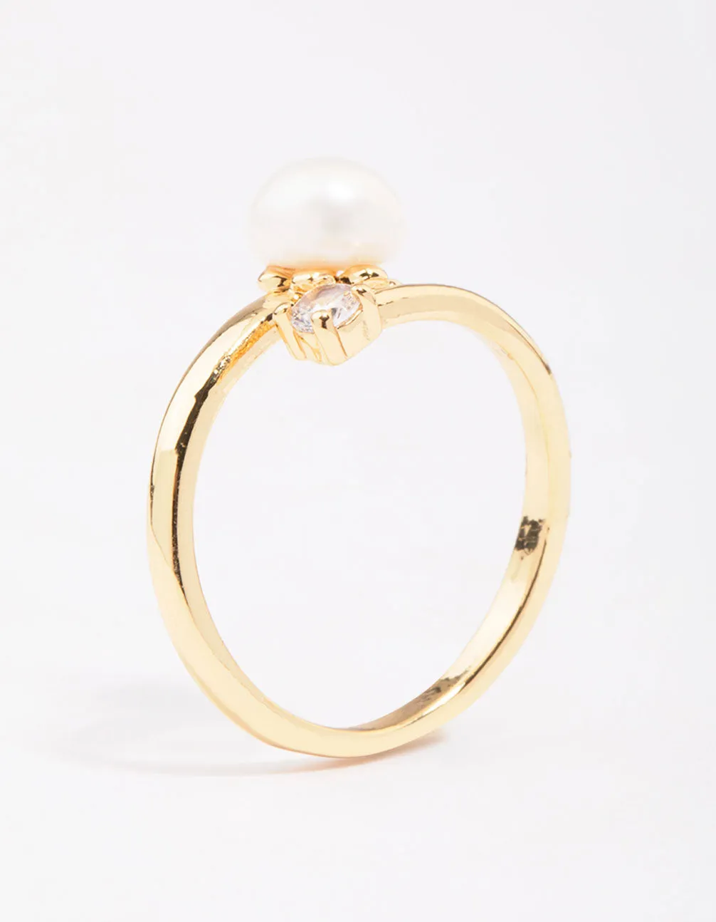Concrete Object Timeless Structure Gold Plated Dainty Cubic Zirconia Wrap Ring