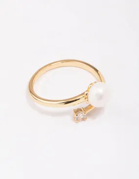 Gold Plated Dainty Cubic Zirconia Wrap Ring Unique Present Minimal Look
