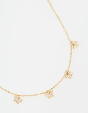 Gold Plated Diamante Butterfly Dainty Charm Necklace Hooked Jewelry Personalized Ornament