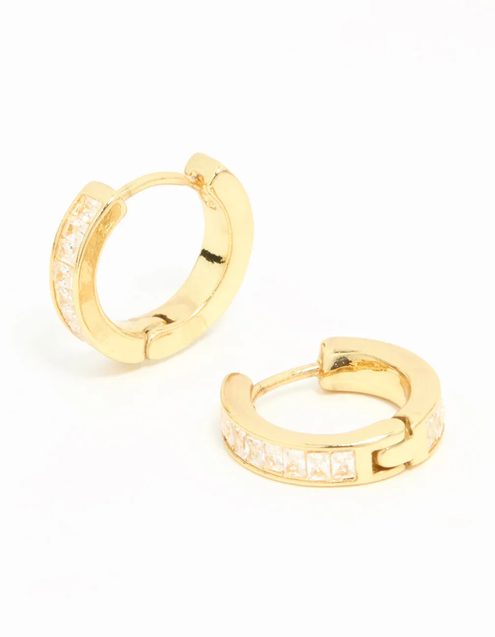 Beautiful Decoration Gold Plated Diamante Thin Pav?? Hoop Earrings
