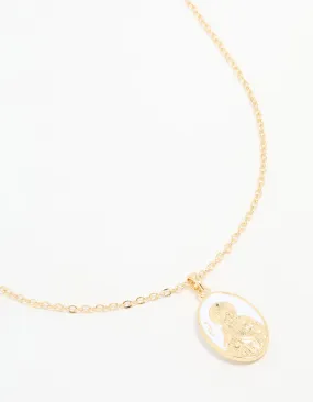 For Her Gold Plated Enamel Mary Pendant Necklace