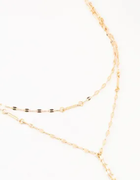Gold Plated Flat Cable Layered Y-Necklace Friendly Gift