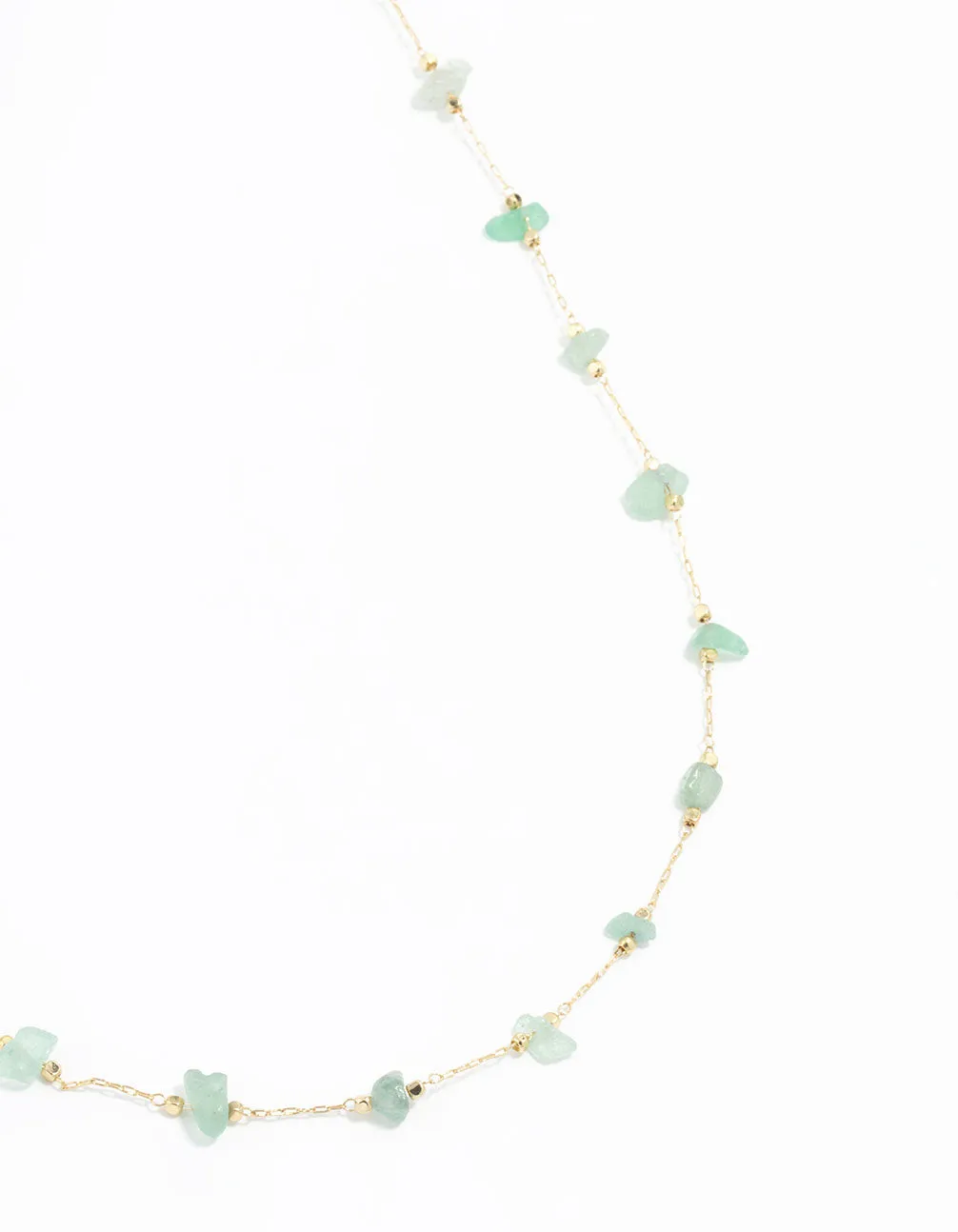 For Belief Elegant adornment Gold Plated Green Semi-Precious Station Necklace
