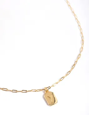 Trendy Look Artisan Gift Gold Plated Letter Y Rectangle Pendant  Necklace