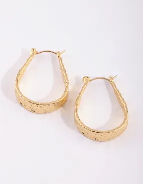 Gold Plated Molten Hoop Earrings Handsome Accessory